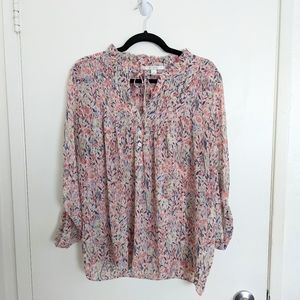 Lauren Conrad Pink Purple Floral Peasant Top